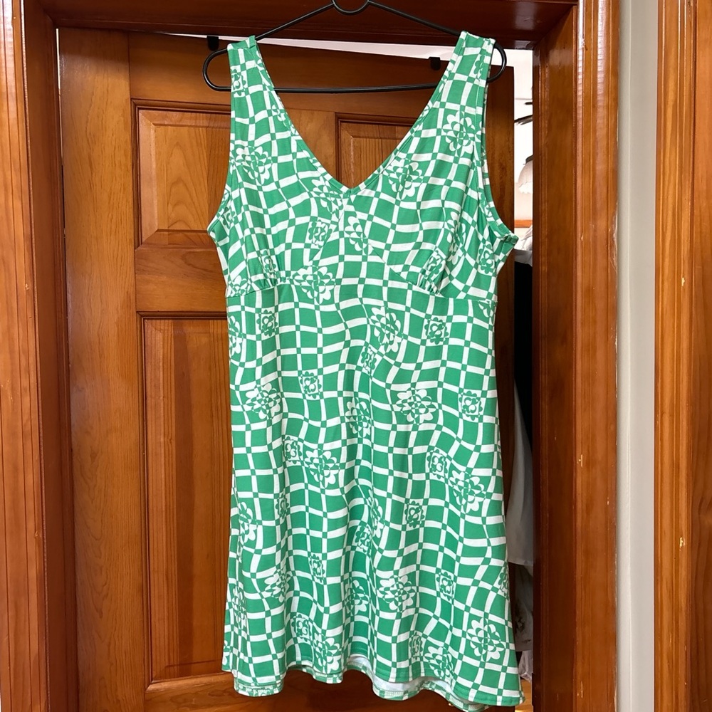 ASOS Green and White Patterened Mini Dress